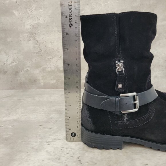 Clarks Womens Boots Size 7 M Black Suede Nissini Pearl Size Buckle New - Picture 4 of 13